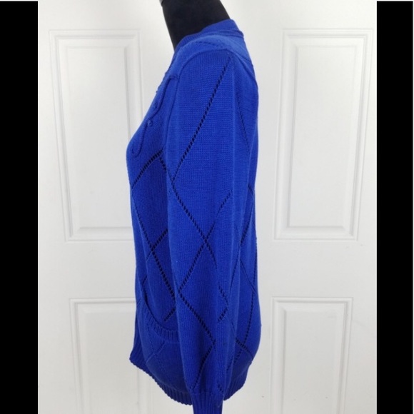 Vintage Peruvian Connection knit Cardigan Sweater 💯 Pima cotton, size Large - Picture 4 of 12